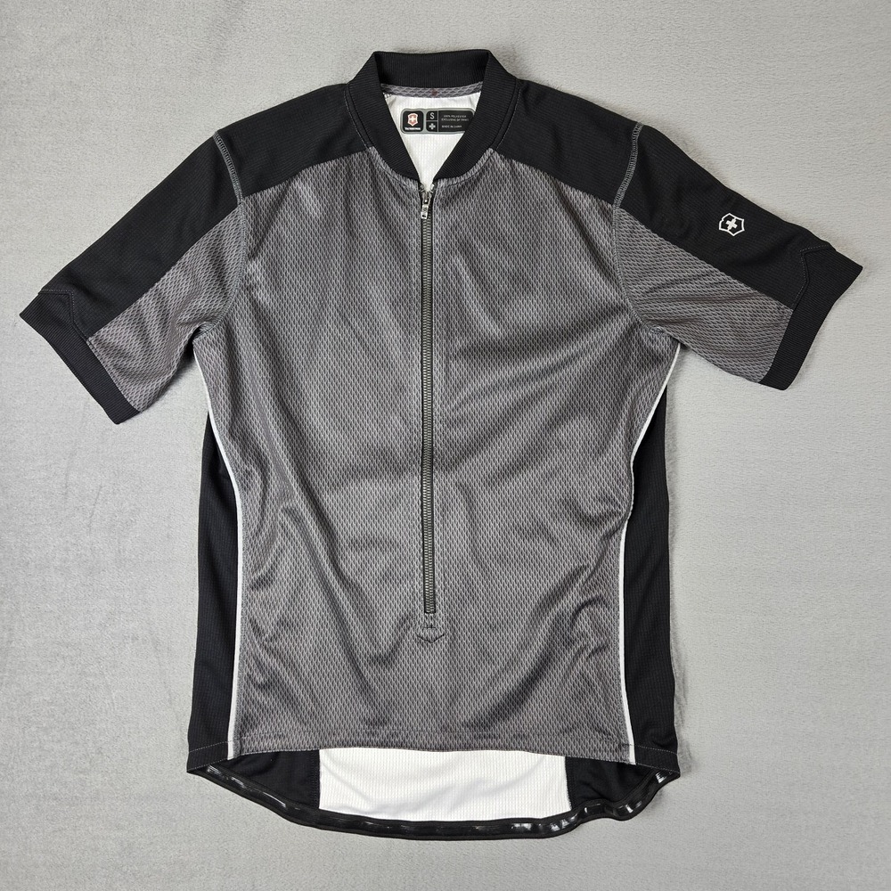 Victorinox Switzerland Cycling Jersey Mens Small Gray Zip Pocket‎ Stretch Rare